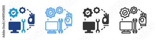 Serviceability icon set multiple style collection