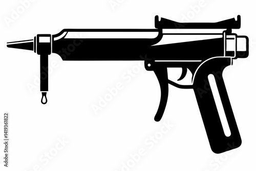 caulking gun silhouette line art vector illustration
