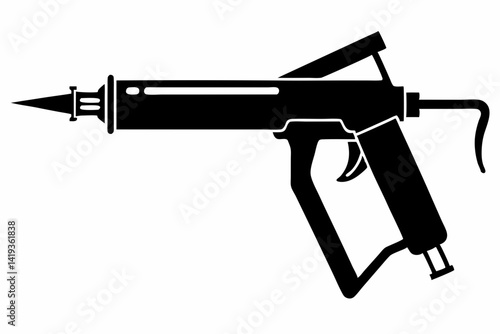 caulking gun silhouette line art vector illustration