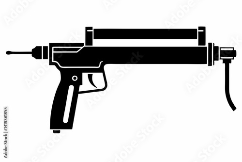 caulking gun silhouette line art vector illustration
