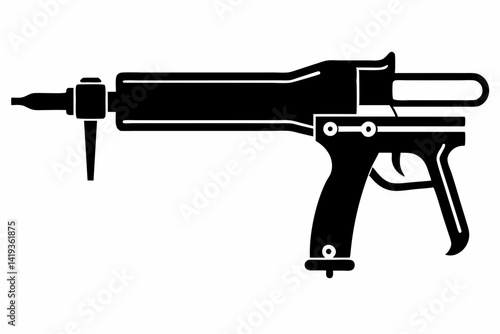 caulking gun silhouette line art vector illustration