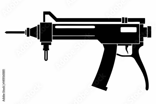 caulking gun silhouette line art vector illustration