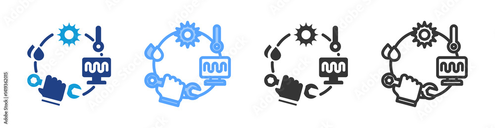 Predictive Maintenance icon set multiple style collection Predictive Maintenance icon set multiple style collection