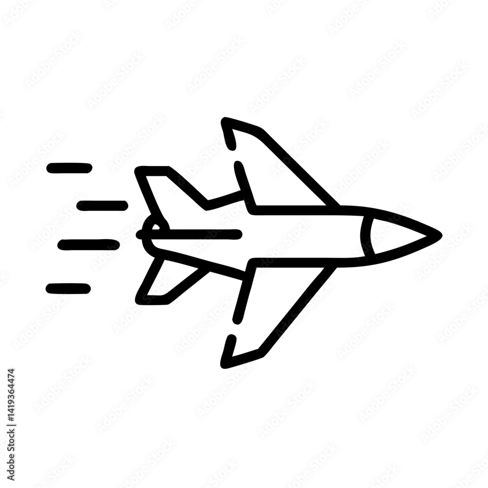 Fighter Jet with Afterburners Icon Design Fighter Jet with Afterburners Icon Design