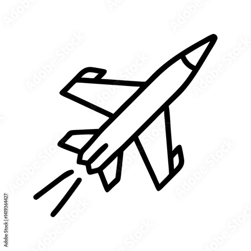Fighter Jet with Afterburners Icon Design