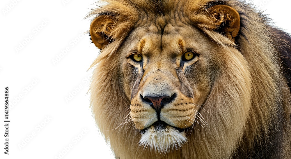 Naklejka premium Majestic African Lion: A Close-Up Portrait