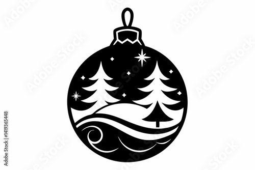 christmas ornament silhouette line art vector illustration