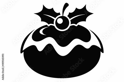 christmas pudding silhouette line art vector illustration