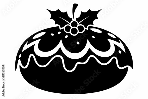 christmas pudding silhouette line art vector illustration
