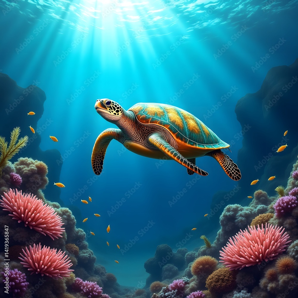 Obraz premium turtle and diver