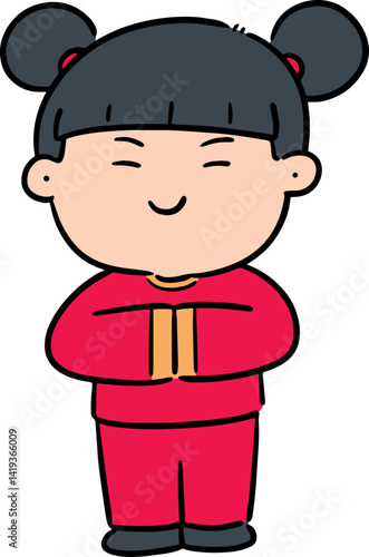 Illustration of girl in chinese costume
