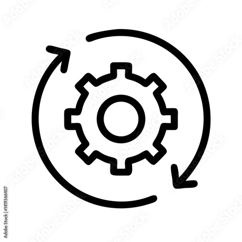 Gear with Circular Arrow Workflow Icon Design