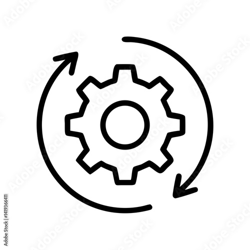 Gear with Circular Arrow Workflow Icon Design