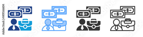 Business icon set multiple style collection