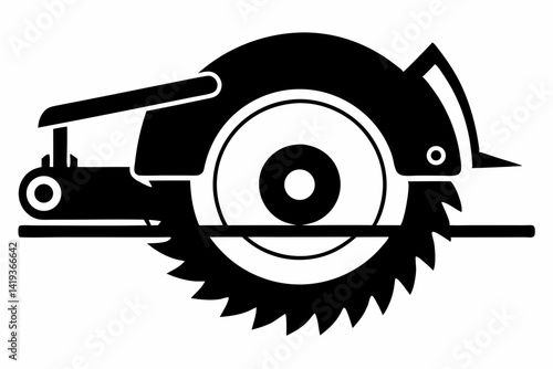circular saw silhouette line art vector illustration