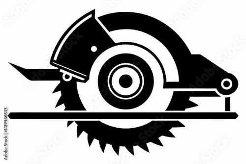 circular saw silhouette line art vector illustration