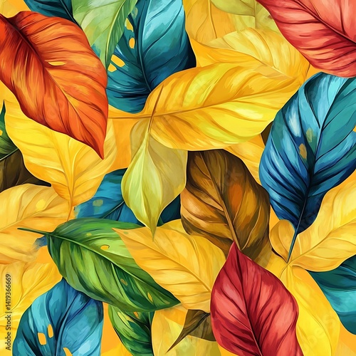 Wallpaper Mural Colorful autumn leaves creating a warm, vibrant background pattern Torontodigital.ca