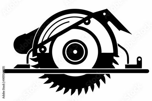 circular saw silhouette line art vector illustration