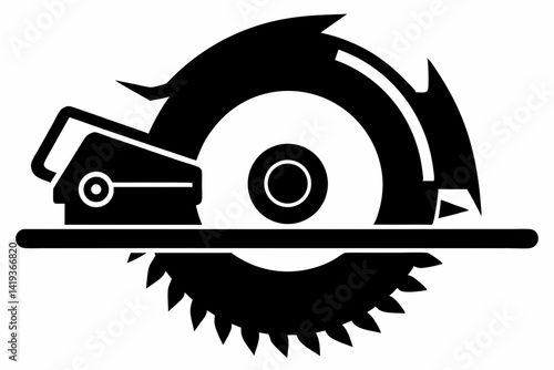 circular saw silhouette line art vector illustration