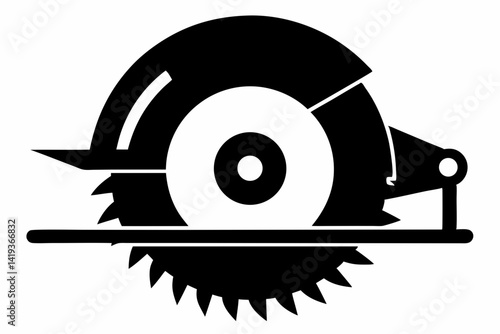 circular saw silhouette line art vector illustration