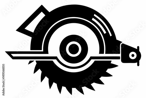 circular saw silhouette line art vector illustration
