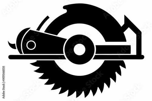 circular saw silhouette line art vector illustration