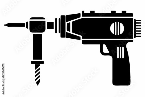 core drill silhouette line art vector illustration