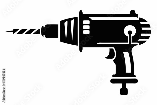 core drill silhouette line art vector illustration