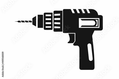 core drill silhouette line art vector illustration