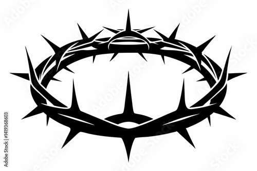 crown of thorns silhouette line art vector illustration