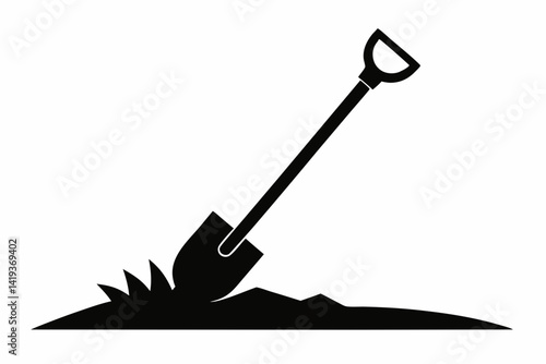digging bar silhouette line art vector illustration
