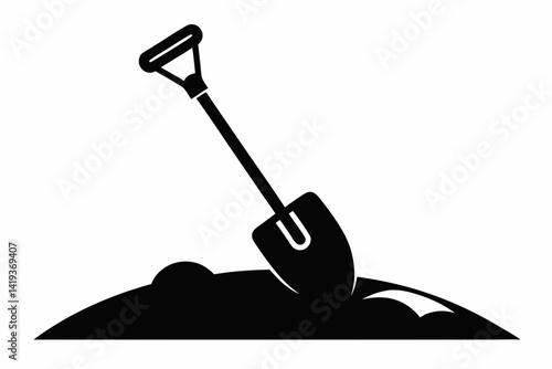 digging bar silhouette line art vector illustration