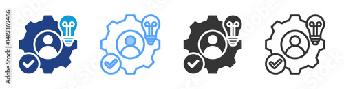 Competence icon set multiple style collection
