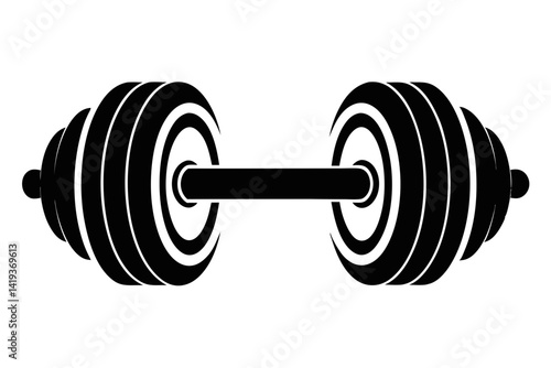 dumbbell silhouette line art vector illustration