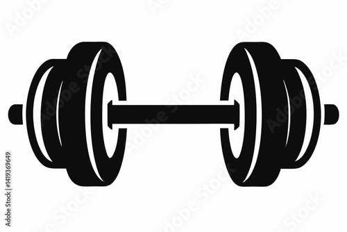dumbbell silhouette line art vector illustration