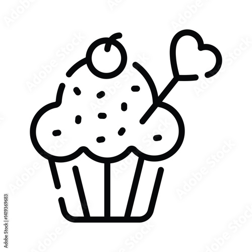 Get a sight of this creamy cupcake outline style icon