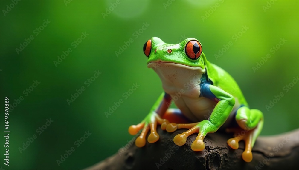 Green tree frog perched on white, vibrant skin, textured skin, isolated, white background Green tree frog perched on white, vibrant skin, textured skin, isolated, white background