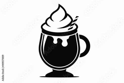 eggnog silhouette line art vector illustration