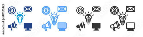Social Median Platforms icon set multiple style collection