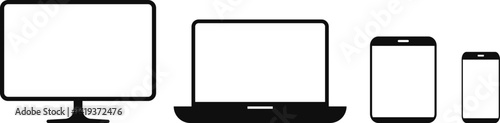 Digital Device icon set. Responsive display web design sign. Computer monitor and Laptop. Electronic devices