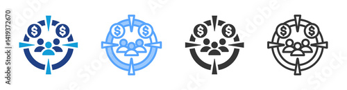 Potential Costumer icon set multiple style collection