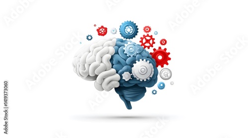 Learning process icons brain and gears for education technology