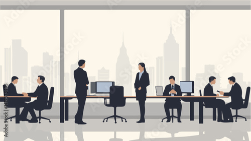 business people in front of a meeting