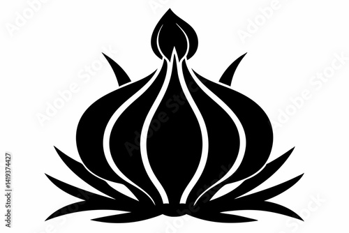 garlic plant silhouette line art vector illustration