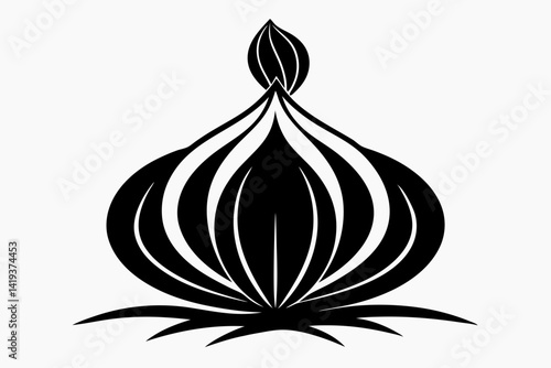 garlic plant silhouette line art vector illustration