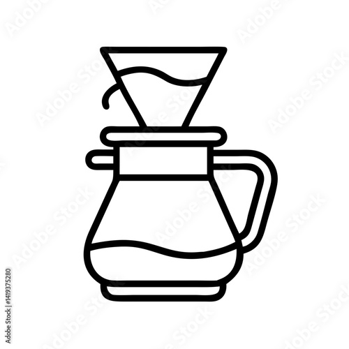 Pour over coffee maker vector illustration for coffee brewing and coffee shop equipment design