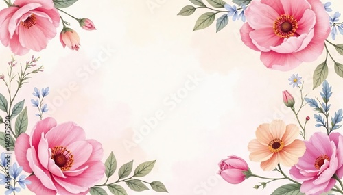 Delicate watercolor floral pattern on soft pastel background, summer, design, print