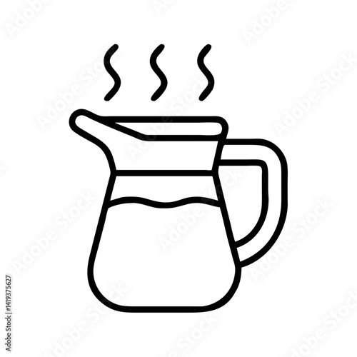 Outline hot drink pitcher vector image for beverage service and kitchenware design projects use now