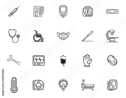 20 Medical Equipment Icons set
