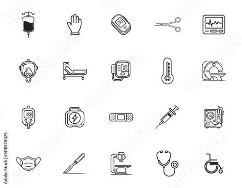20 Medical Equipment Icons set
